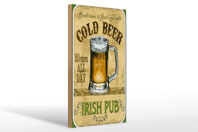 Holzschild Bier 20x30 cm Irish Pub gold beer good times Deko Schild wooden sign