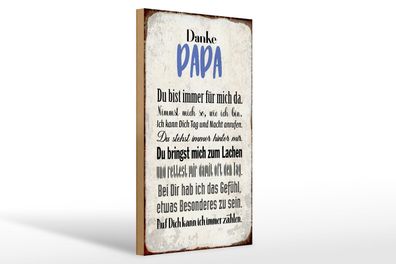 Holzschild Spruch 20x30 cm Danke Papa du bist für mich da Deko Schild wooden sign