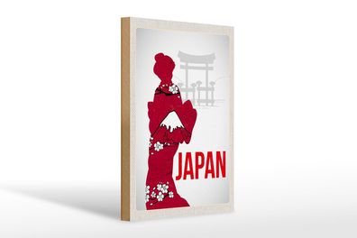 Holzschild Reise 20x30 cm Japan Asien Tradionelle Kimono Schild wooden sign