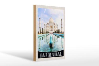 Holzschild Reise 20x30 cm Taj Mahal Indien Moschee Geschenk Schild wooden sign