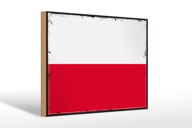 Holzschild Flagge Polens 30x20 cm Retro Flag of Poland Deko Schild wooden sign