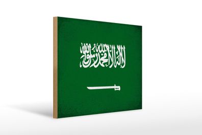 Holzschild Flagge Saudi-Arabien 40x30 cm Arabia Vintage Deko Schild wooden sign