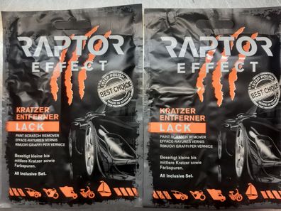 2 x Raptor Effect Kratzer-Entferner Lackreparatur + Poliertuch Lack Politur Set