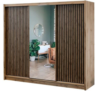 Kleiderschrank LONDON 250 cm Schrank , Garderobe - Spiegel / Ohne Spiegel