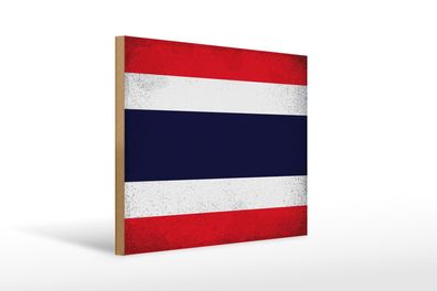 Holzschild Flagge Thailand 40x30 cm Flag Thailand Vintage Schild wooden sign
