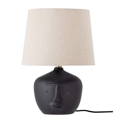 Bloomingville Tisch Lampe Leuchte H=43cm schwarz creme Gesicht Terracotta Schirm