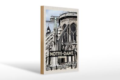 Holzschild Reise 20x30cm Notre-Dame de Paris Architektur Deko Schild wooden sign