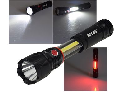 LED-Taschenlampe ARCAS 3-in1, 3W, 350lmTaschenlampe, Arbeitsleuchte, Pannenwarn