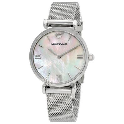 Emporio Armani AR1955 Gianni T-Bar Damenuhr Silber Milanaise Neu ohne Verpackung