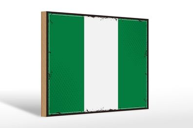 Holzschild Flagge Nigerias 30x20 cm Retro Flag of Nigeria Deko Schild wooden sign