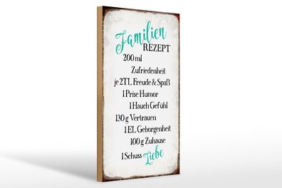 Holzschild Spruch 20x30cm Familienrezept Freude Spaß Humor Deko Schild wooden sign