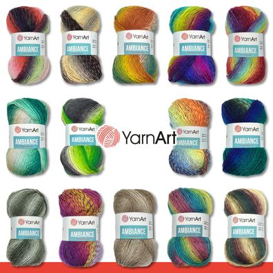 YarnArt 5 x 100 g Ambiance Garn Wolle mit Farbeverlauf Häkeln Stricken 14 Farben