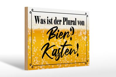 Holzschild Spruch 30x20cm was ist Plural von Bier? Kasten! Deko Schild wooden sign