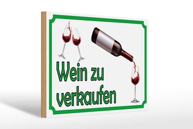 Holzschild Hinweis 30x20 cm Wein zu verkaufen Alkohol Deko Schild wooden sign