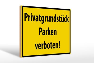 Holzschild Warnschild 30x20 cm Privatgrundstück Parkverbot Deko Schild wooden sign