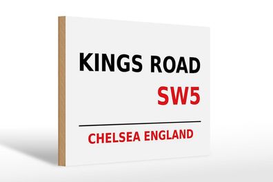 Holzschild London 30x20 cm England Chelsea Kings Road SW5 Deko Schild wooden sign