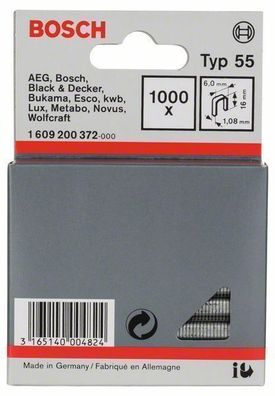 Bosch Schmalr?ckenklammer Typ 55, 6 x 1,08 x 16 mm, 1000er-Pack