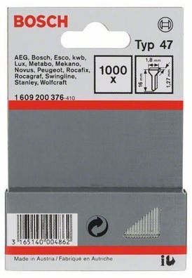 Bosch Tackernagel Typ 47, 1,8 x 1,27 x 16 mm, 1000er-Pack