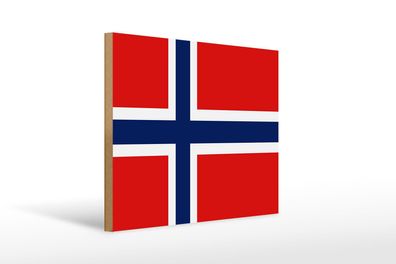 Holzschild Flagge Norwegens 40x30 cm Flag of Norway Holz Deko Schild wooden sign