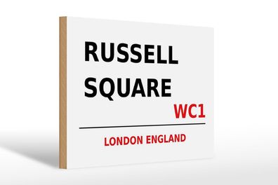 Holzschild London 30x20 cm England Russell Square WC1 Deko Schild wooden sign