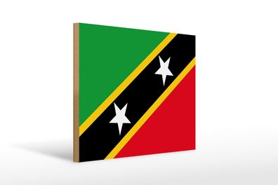 Holzschild Flagge St. Kitts und Nevis 40x30 cm Saint Kitts Schild wooden sign