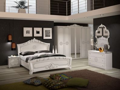 Schlafzimmer Set Greta 160x200 cm Barock in Weiß