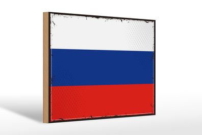 Holzschild Flagge Russlands 30x20 cm Retro Flag of Russia Deko Schild wooden sign