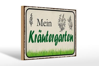 Holzschild Spruch 30x20 cm mein Kräutergarten Garten Deko Schild wooden sign