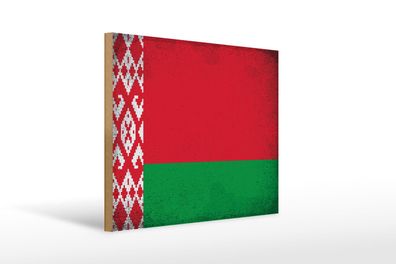 Holzschild Flagge Weißrussland 40x30 cm Belarus Vintage Deko Schild wooden sign