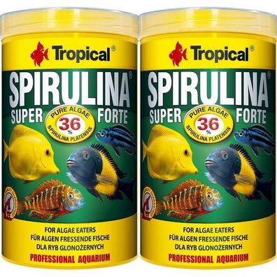 2x 1000ml Tropical Spirulina Super forte 36 % Flocken Fischfutter Wachstum