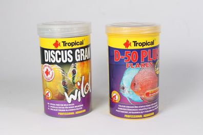 1000ml Tropical Wild Gran + 1000ml Discus Flocken Mix Fischfutter Aquarium Color