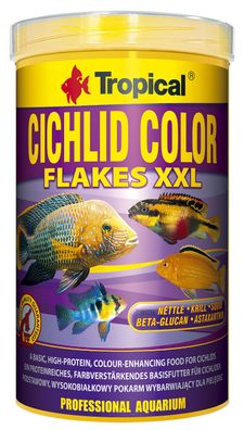 Tropical Cichlid Color Flakes XXL 1000 ml Farbfutter für Barsche Cichliden