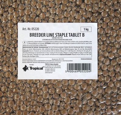1 kg Tropical Staple Tablet B Hauptfutter Futtertabletten Zierfische Krebse