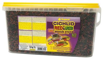 5000ml Tropical Cichlid Red & Green Medium Sticks Futter für Barsche Zucht