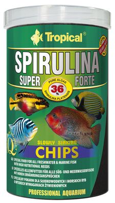 Tropical Super Spirulina Forte 36% Chips 1000ml Fischfutter Futter