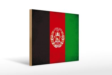 Holzschild Flagge Afghanistan 40x30 cm Afghanistan Vintage Schild wooden sign
