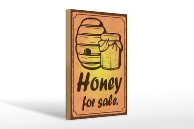 Holzschild Hinweis 20x30 cm Honey for sale Honig Verkauf Deko Schild wooden sign