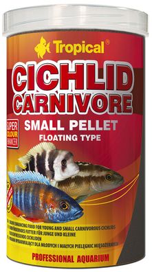 Tropical Cichlid Carnivore Small Pellet 1000 ml Futter für Cichliden Barsche
