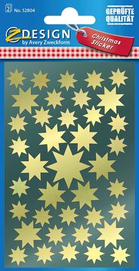 AVERY Zweckform 52804 Aufkleber Weihnachten 78 goldene Sterne (Weihnachtssticker ...