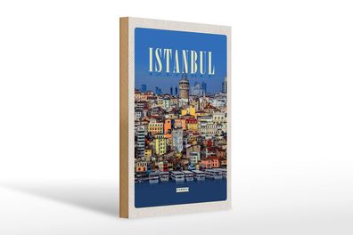 Holzschild Reise 20x30 cm Istanbul Turkey City Guide Geschenk Schild wooden sign