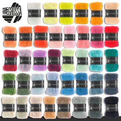 Lana Grossa 5 x 25 g Setasuri Wolle 38 Farben zur Auswahl Top Qualität Stricken