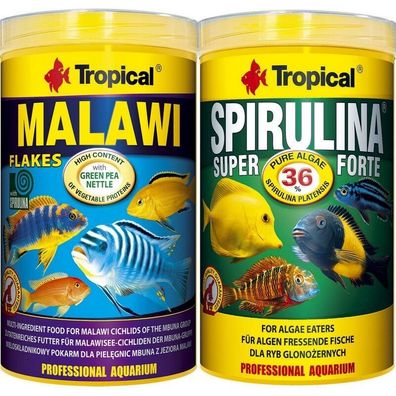 Tropical 1 L Spirulina Forte 36 % + 1 L Tropical Malawi Flocken