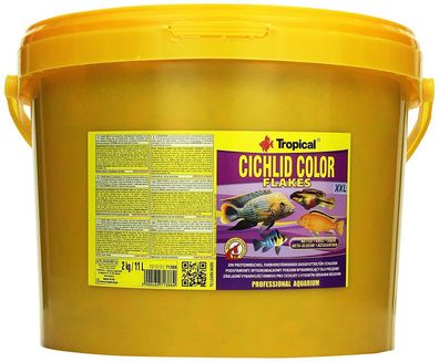 11 Liter Tropical Cichlid Color Flakes XXL Farbfutter für Barsche