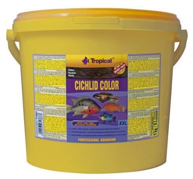 5 Liter Tropical Cichlid Color Flakes XXL Farbfutter für Barsche