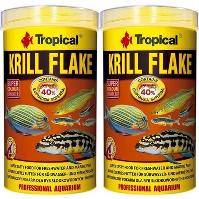 2x Tropical Krill 40% Flakes 1000ml farbverstärkendes Flocken Fische Futter