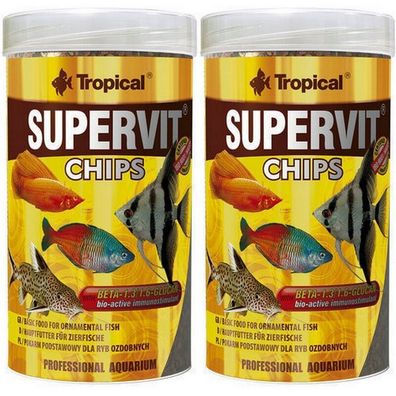 2x Tropical SuperVit Chips 1000ml Futter für Fische Welse Schmerlen Tabs Guppy