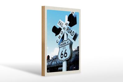 Holzschild Reise 20x30cm Amerika Route 66 Kingman AZ Crossing Schild wooden sign