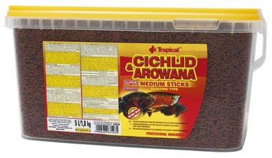 5000 ml Tropical Cichlid & Arowana Medium für Barsche und Großfische Sticks