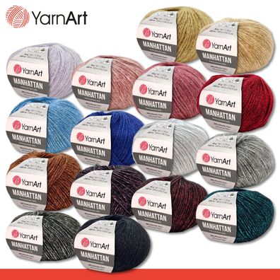 YarnArt 50 g Manhattan Metallic-Wolle Viskose-Garn Effektgarn 16 Farben