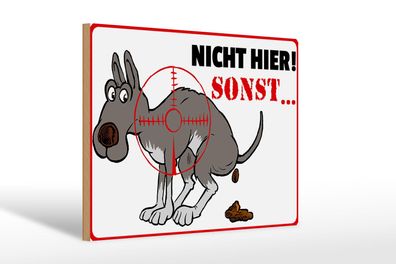 Holzschild Hinweis 30x20 cm Hundehaufen nicht hier Sonst Deko Schild wooden sign